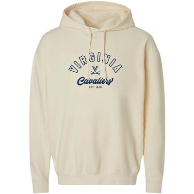 Virginia Outline Arch Logo Script Lightweight Comfort Colors Hoodie IVORY