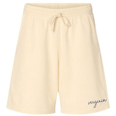 Virginia Women's Embroidered Lightweight Fleece Comfort Colors Shorts IVORY