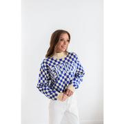  Kentucky Gameday Social Checkerboard Mock Neck Sweater