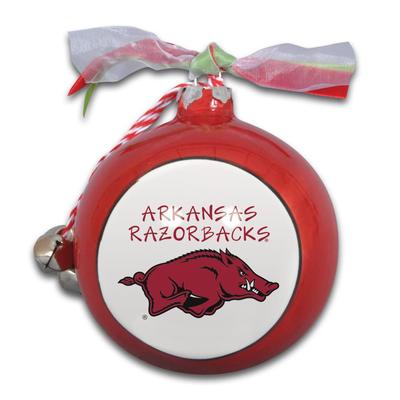 Arkansas Razorbacks Ceramic Globe Ornament