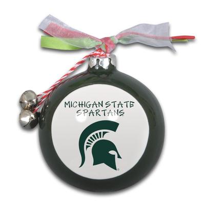 Michigan State Spartans Ceramic Globe Ornament