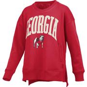  Georgia Pressbox Women's Venice Hi- Lo Fleece Crew