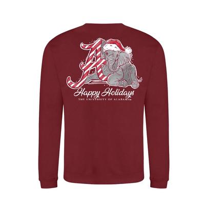 Alabama Festive Elephant Holiday Fleece Crew RED_HOT_CHILI