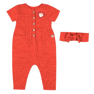 Clemson Colosseum Infant Fleet Romper and Headband