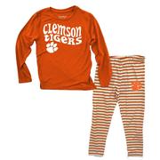  Clemson Wes And Willy Infant Top With Stripe Capri Pants Set