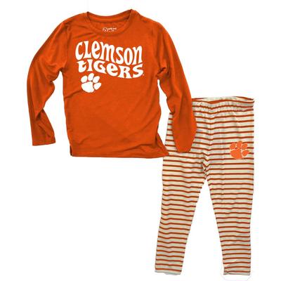 Clemson Wes And Willy Infant Top With Stripe Capri Pants Set