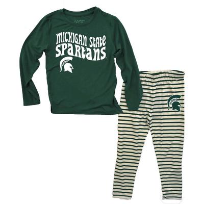 Michigan State Wes And Willy Infant Top With Stripe Capri Pants Set