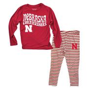  Nebraska Wes And Willy Infant Top With Stripe Capri Pants Set