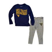  West Virginia Wes And Willy Infant Top With Stripe Capri Pants Set