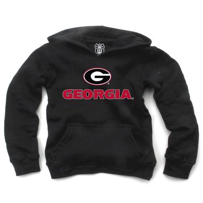 Georgia Wes And Willy Kids Logo Wordmark Hoodie BLACK