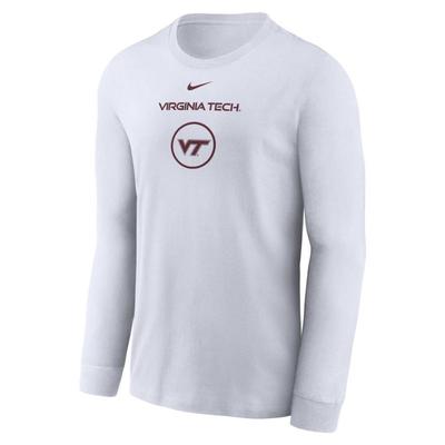 Virginia Tech Nike Dri-Fit Legend Basketball Practice Long Sleeve Tee WHITE