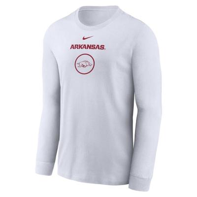 Arkansas Nike Dri-Fit Legend Basketball Practice Long Sleeve Tee WHITE