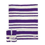  Lsu Logo Brands Cableknit Stripe Blanket