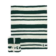  Michigan State Logo Brands Cableknit Stripe Blanket