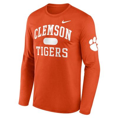 Clemson Nike Legend 2 Hit Long Sleeve Tee ORANGE