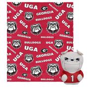  Georgia Bulldogs Mascot Hugger & Silk Throw Set