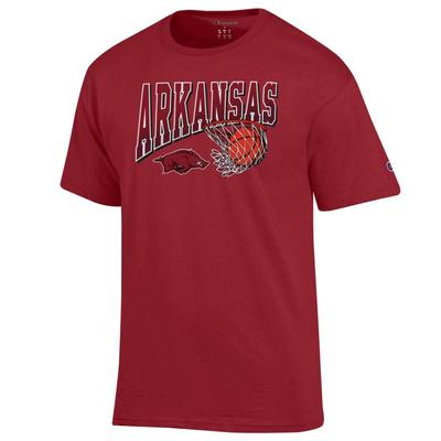 Arkansas Champion Wordmark Basketball Net Logo Tee