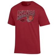  Arkansas Champion Wordmark Basketball Net Logo Tee