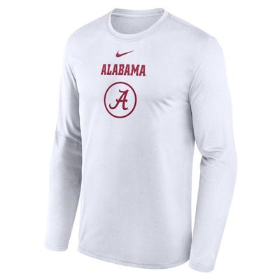 Alabama Nike Courtside Dri-Fit Practice Long Sleeve Tee WHITE