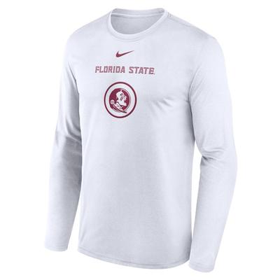 Florida State Nike Courtside Dri-Fit Practice Long Sleeve Tee WHITE