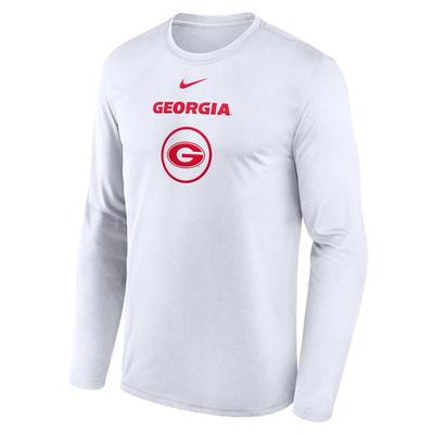 Georgia Nike Courtside Dri-Fit Practice Long Sleeve Tee WHITE