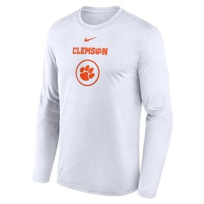 Clemson Nike Courtside Dri-Fit Practice Long Sleeve Tee WHITE