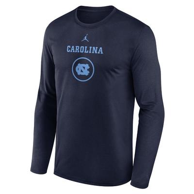 UNC Jordan Brand Courtside Dri-Fit Practice Long Sleeve Tee NAVY