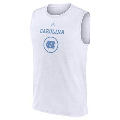 UNC Jordan Brand Courtside Dri-Fit Practice Sleeveless Tee WHITE