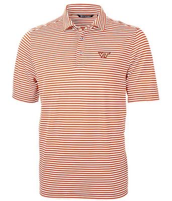 Virginia Tech Cutter & Buck Big & Tall Eco Pique Stripe Polo