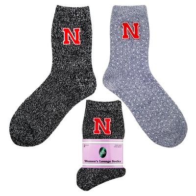 Nebraska Donegal Bay Women's Lounge Socks 2 Pack