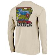  Arkansas Image One Hand Drawn State Comfort Colors Long Sleeve Tee