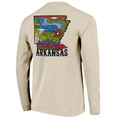 Arkansas Image One Hand Drawn State Comfort Colors Long Sleeve Tee