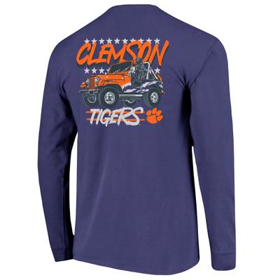 Clemson Image One Labrador Flag Vehicle Comfort Colors Long Sleeve Tee