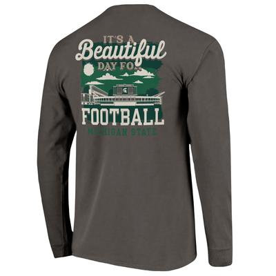 Michigan State Image One Stadium Beautiful Day Comfort Colors Long Sleeve Tee