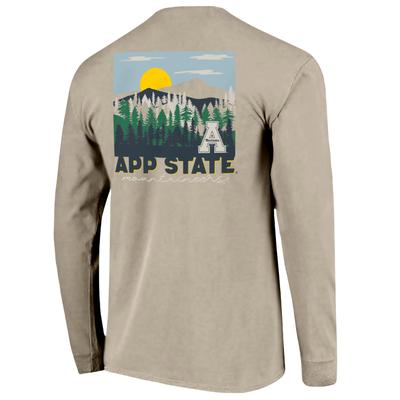 App State Image One Tree Lines Comfort Colors Long Sleeve Tee