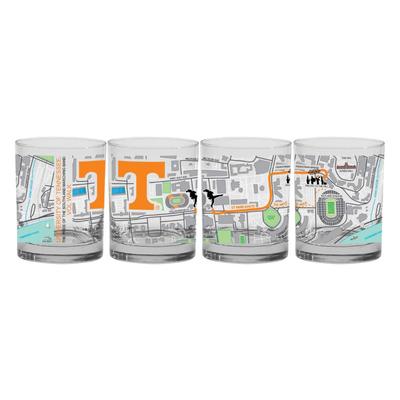 Tennessee 14 Oz Campus Map Rocks Glass