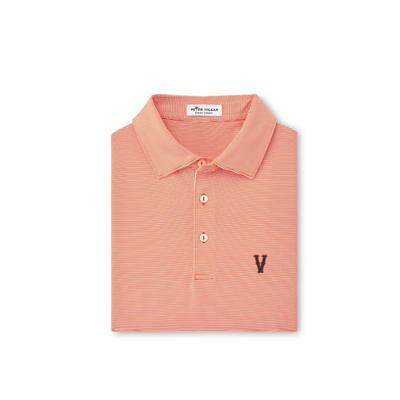 Virginia Peter Millar Vault V Logo Jubilee Stripe Jersey Polo ORANGE