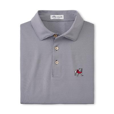 Georgia Peter Millar Standing Bulldog Jubilee Stripe Jersey Polo IRON