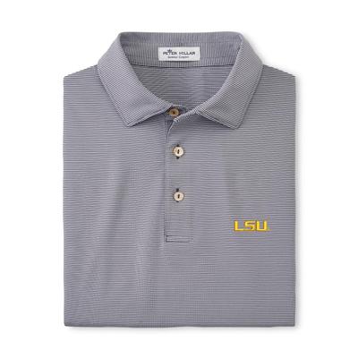 LSU Peter Millar Jubilee Stripe Jersey Polo IRON