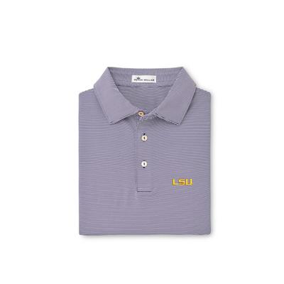 LSU Peter Millar Jubilee Stripe Jersey Polo