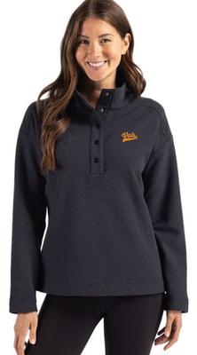 Tennessee Cutter & Buck Women's Vol Script Hunts Point Eco Textured Fleece Snap Pullover