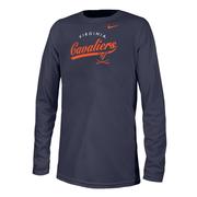  Virginia Nike Youth Dri- Fit Legend Arch Over Script Long Sleeve Tee