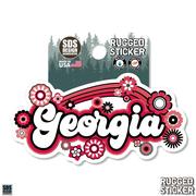  Georgia 3.25 Inch Rainbow Flowers Rugged Sticker Decal