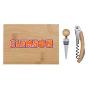  Clemson Bamboo Boxed Wine Set