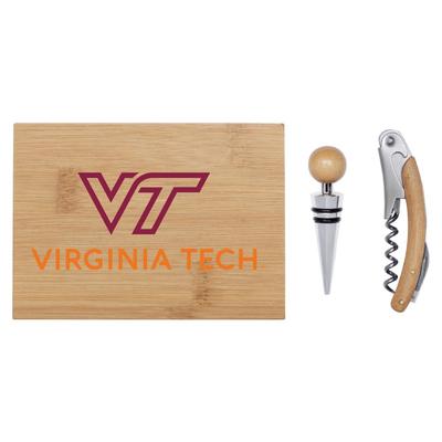 Virginia Tech Bamboo Boxed Wine Set