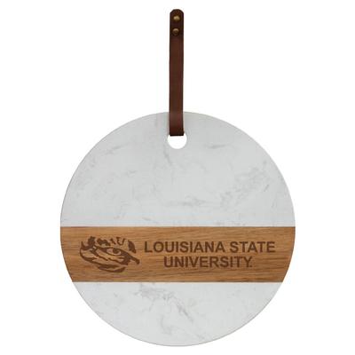 LSU Marble and Acacia Wood Charcuterie Board