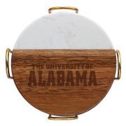  Alabama Marble And Acacia Wood Coaster Set