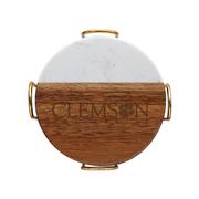  Clemson Marble And Acacia Wood Coaster Set