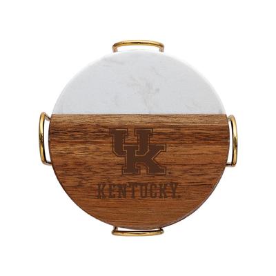 Kentucky Marble and Acacia Wood Coaster Set