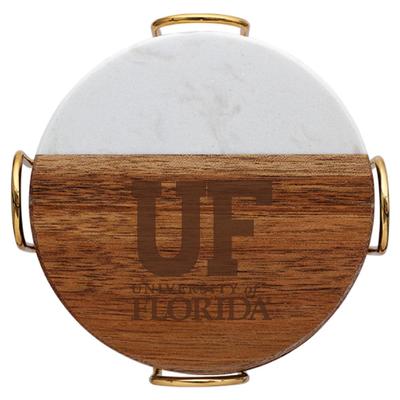 Florida Marble and Acacia Wood Coaster Set